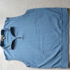 Fairway & Greene Pima Cotton 1/4 Zip Blue Sweater Vest (Large)